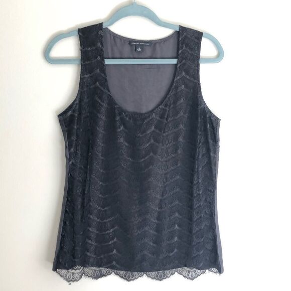 Banana Republic Silk Lace Top Black Size Medium - Picture 1 of 6